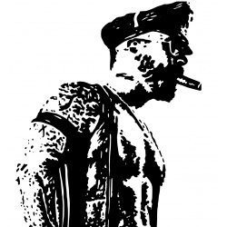 Tattooed Leather Man with cigar 10x10"